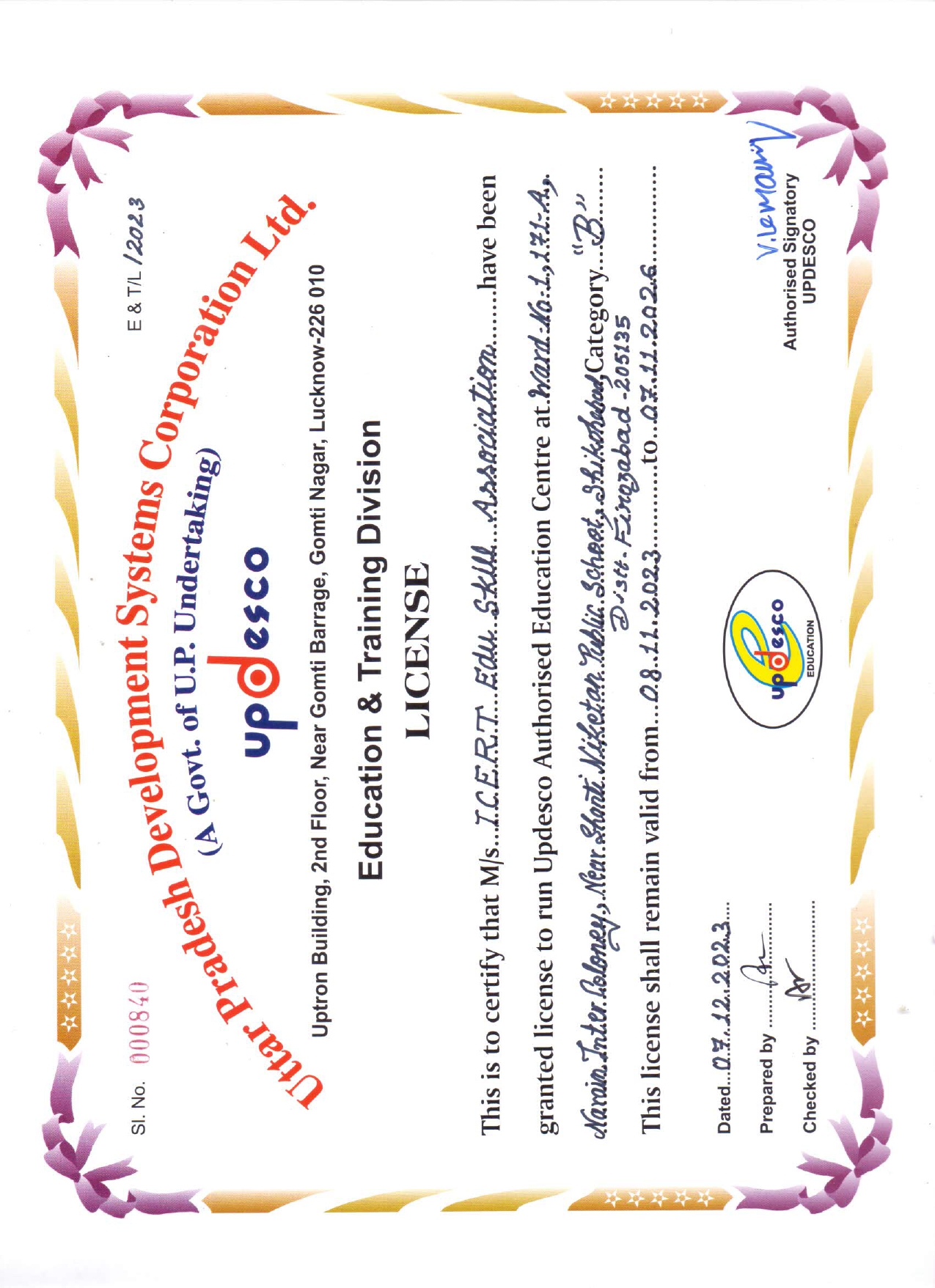 UPDESCO Certification